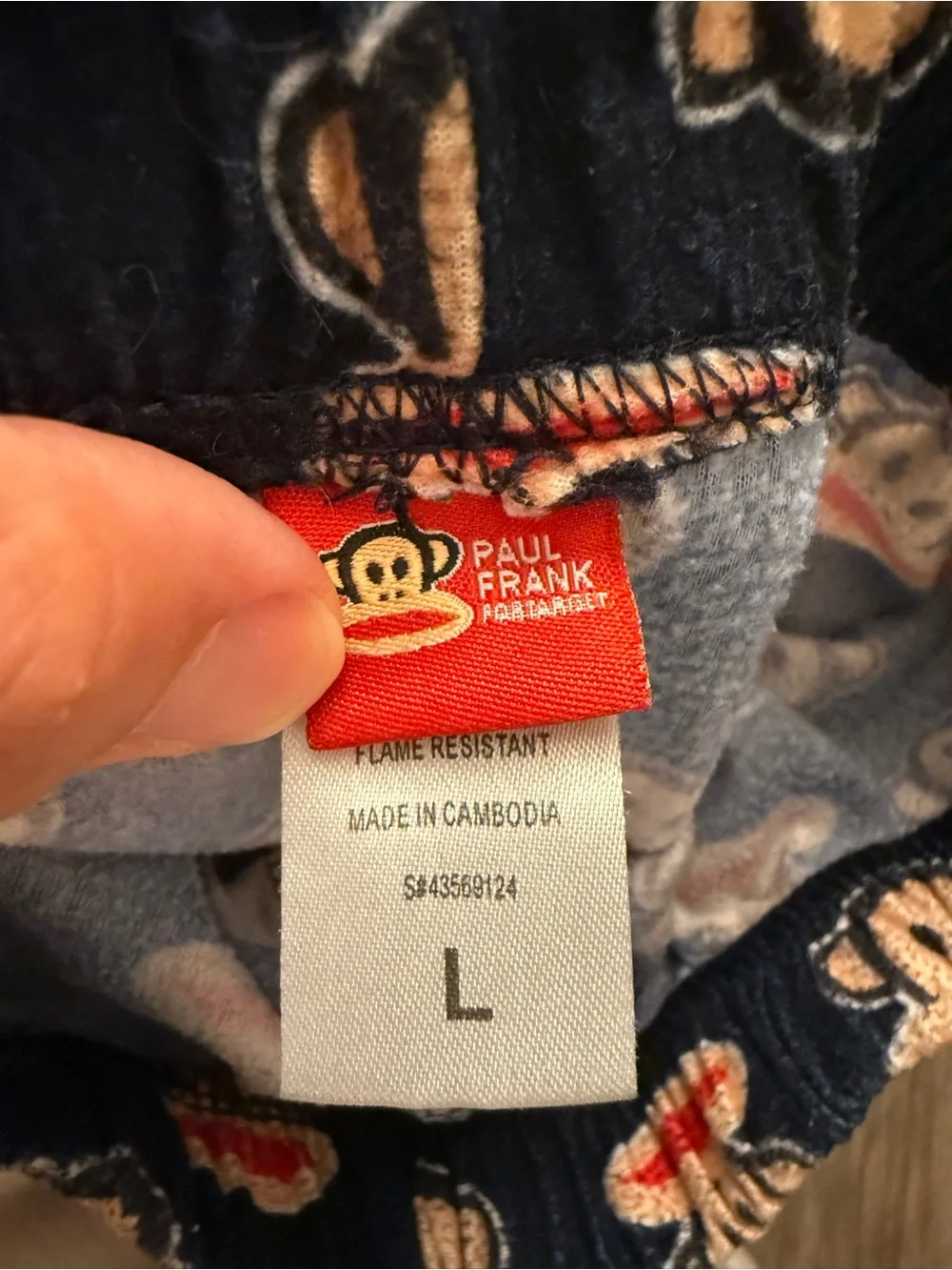 Paul Frank Navy Blue Red Cream Monkey Print Pajama Pants